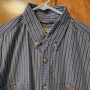 Men's M Schmidt Workwear Blue Plaid Short Sleeve Button Down Shirt